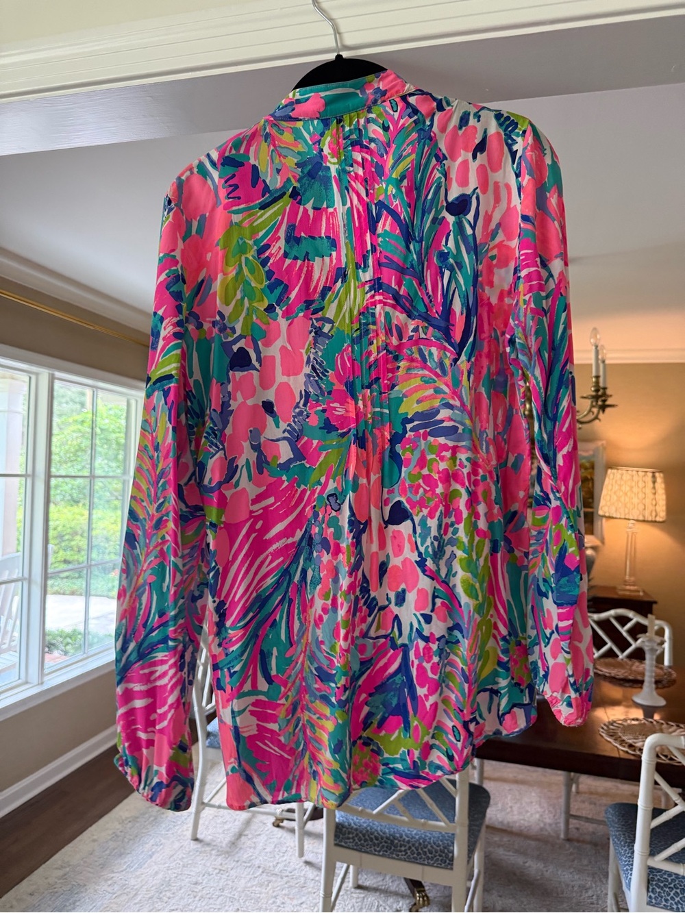 Lilly Pulitzer Tropical Print Blouse in Pink, Teal & Lime - Picture 2 of 3